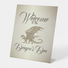 Amazing Mosaic Dragon Golden Welcome Reclamebord Met Voetstuk