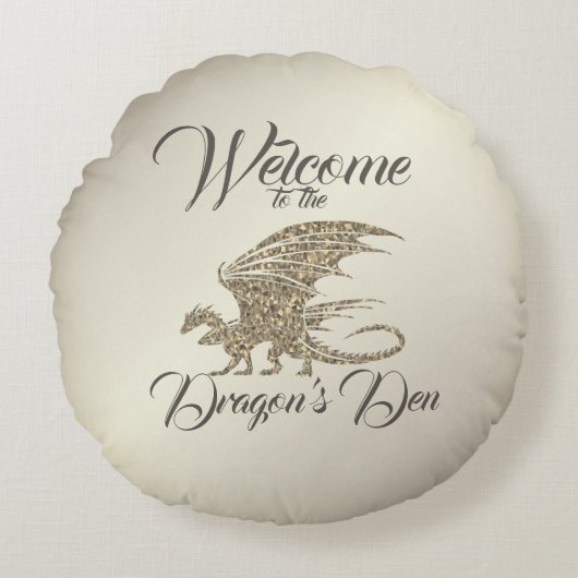 Amazing Mosaic Dragon Golden Welcome Rond Kussen (Voorkant)