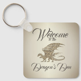 Amazing Mosaic Dragon Golden Welcome Sleutelhanger