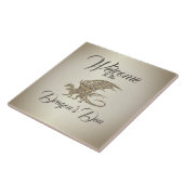 Amazing Mosaic Dragon Golden Welcome Tegeltje (Zijkant)