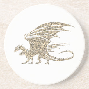 Amazing Mosaic Dragon Golden Zandsteen Onderzetter