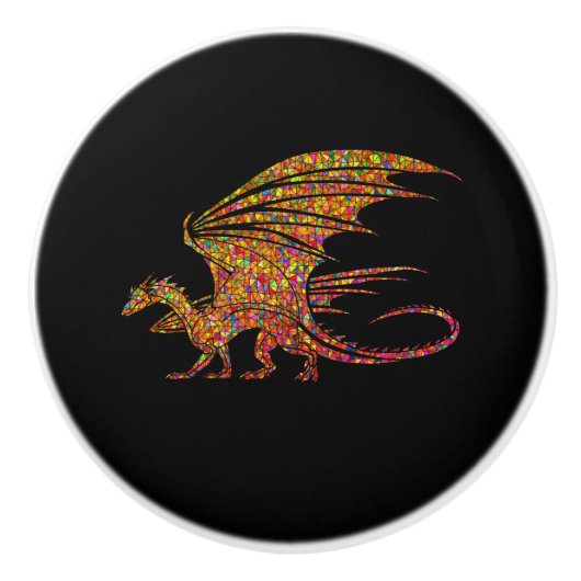 Amazing Mosaic Dragon Keramische Knop (Voorkant)