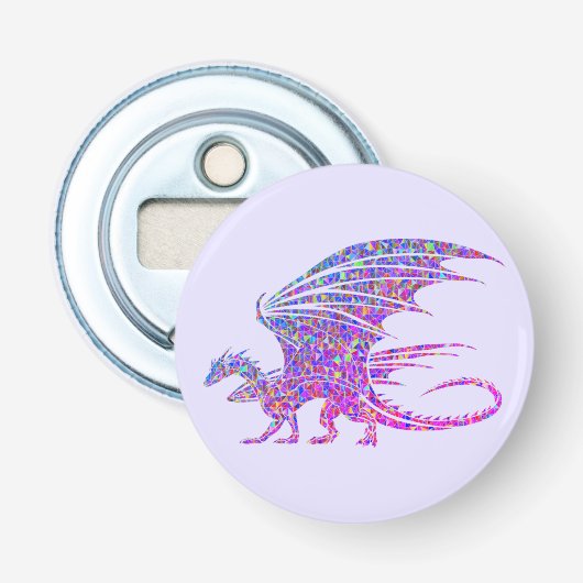 Amazing Mosaic Dragon Paars Button Flesopener (Voorkant)