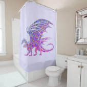 Amazing Mosaic Dragon Paars Douchegordijn (In situ)