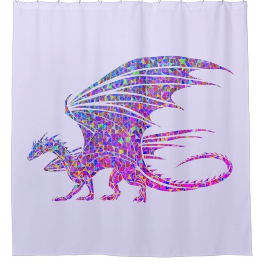 Amazing Mosaic Dragon Paars Douchegordijn (Voorkant)