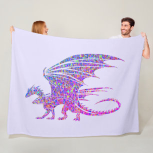 Amazing Mosaic Dragon Paars Fleece Deken