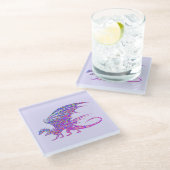 Amazing Mosaic Dragon Paars Glazen Onderzetter (Schuin)