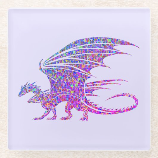 Amazing Mosaic Dragon Paars Glazen Onderzetter (Voorkant)