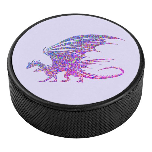 Amazing Mosaic Dragon Paars Hockey Puck (3/4)