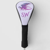 Amazing Mosaic Dragon Paars Initiaal Golfheadcover (Voorkant)
