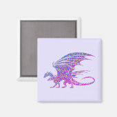 Amazing Mosaic Dragon Paars Magneet (Voorkant / Achterkant)