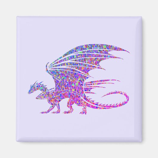 Amazing Mosaic Dragon Paars Magneet (Voorkant)