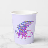 Amazing Mosaic Dragon Paars Papieren Bekers (Achterkant)
