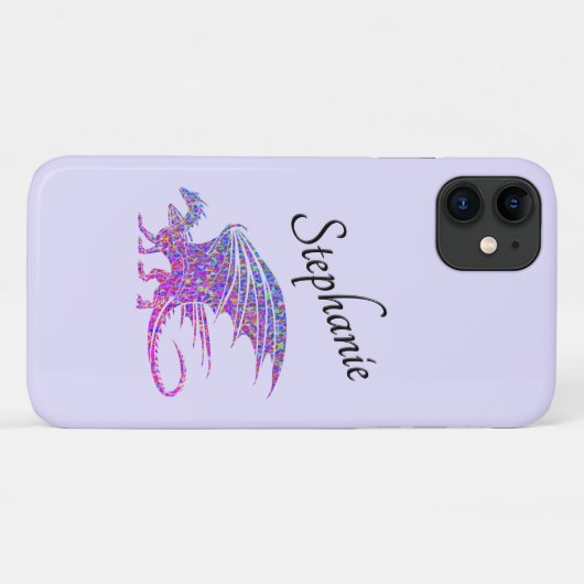 Amazing Mosaic Dragon Paars Personal Case-Mate iPhone Case (Achterkant (horizontaal))