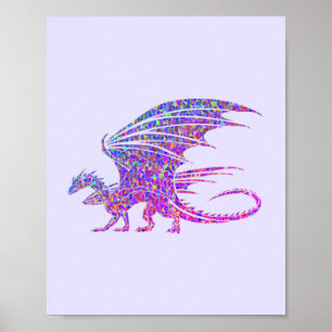 Amazing Mosaic Dragon Paars Poster