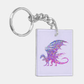 Amazing Mosaic Dragon Paars Sleutelhanger (Voorkant Links)