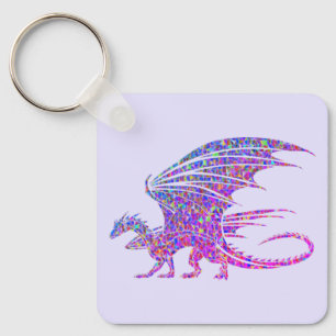 Amazing Mosaic Dragon Paars Sleutelhanger