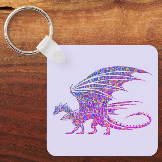 Amazing Mosaic Dragon Paars Sleutelhanger (Voorkant)