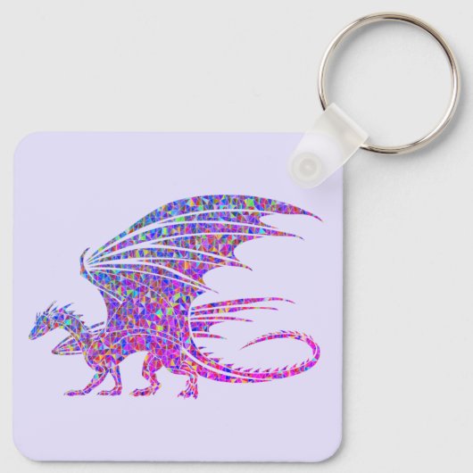 Amazing Mosaic Dragon Paars Sleutelhanger (Achterkant)