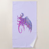 Amazing Mosaic Dragon Paars Strandlaken (Voorkant)