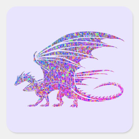 Amazing Mosaic Dragon Paars Vierkante Sticker (Voorkant)