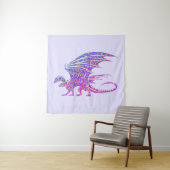Amazing Mosaic Dragon Paars Wandkleed (In situ)