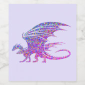 Amazing Mosaic Dragon Paars Wijn Etiket (Enkel label)