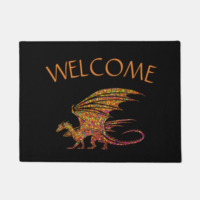 Amazing Mosaic Dragon Welcome Doormat Deurmat (Voorkant)