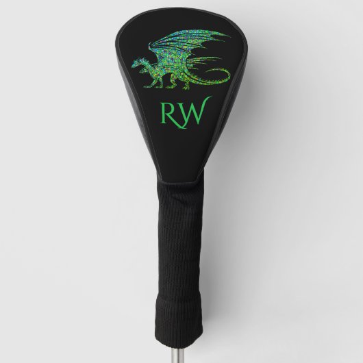 Amazing Mosaic Green Dragon Initiaal Golfheadcover (Voorkant)