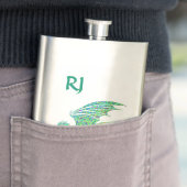 Amazing Mosaic Green Dragon Monogram Flask Flacon (Voorbeeld)