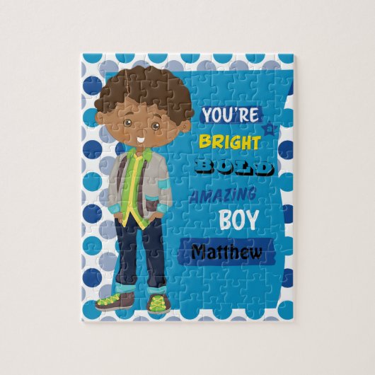 Amazing Multicultural Boy Jigzaag Puzzle Legpuzzel (Verticaal)