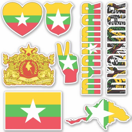 Amazing Myanmar Shapes National Symbols Sticker (Voorkant)