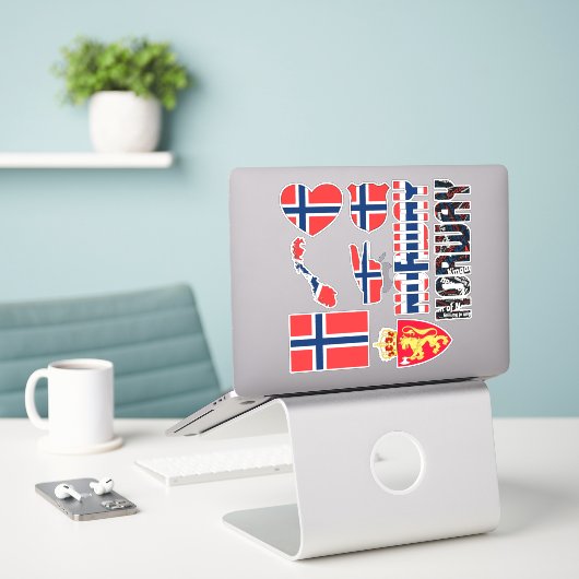 Amazing Norway Shapes National Symbols Sticker (Laptop op bureau)