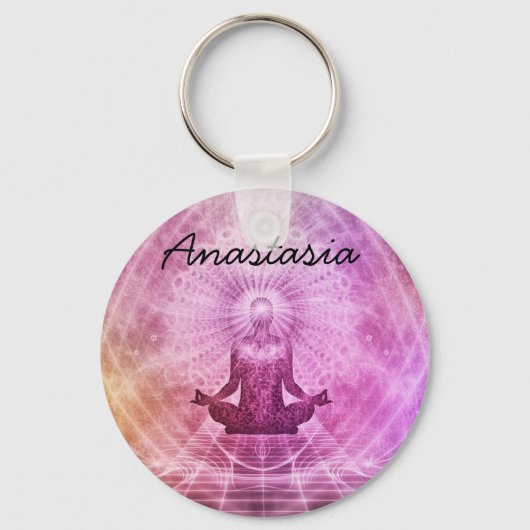 Amazing Paarse Yoga Sleutelhanger (Voorkant)