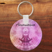 Amazing Paarse Yoga Sleutelhanger (Voorkant)