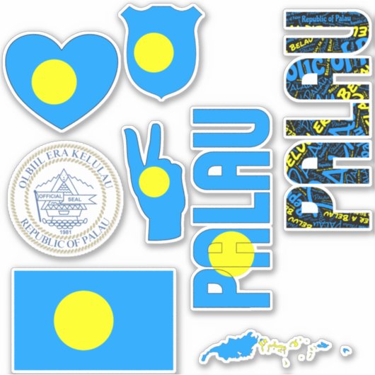 Amazing Palau Shapes National Symbols Sticker (Voorkant)
