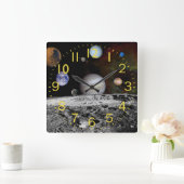Amazing Planets Space Montage Vierkante Klok (Huis)