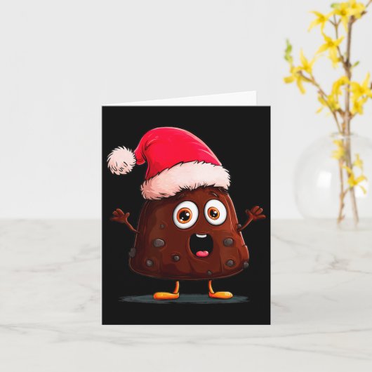 Amazing Pudding Look With Christmas Hat  Kaart (Gele Bloem)