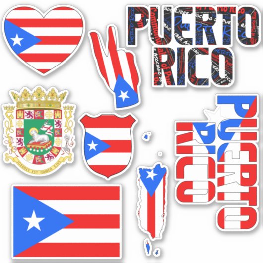 Amazing Puerto Rico Shapes National Symbols Sticker (Voorkant)