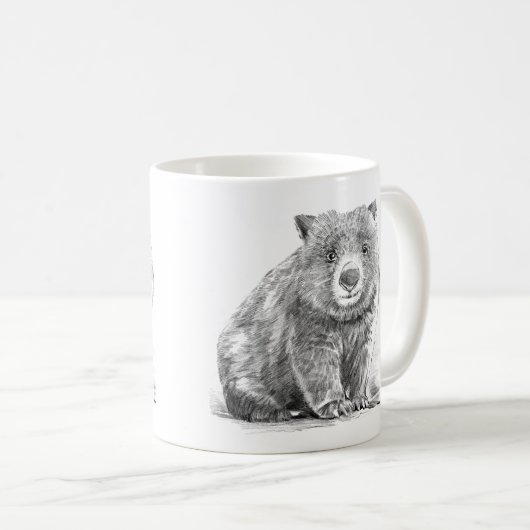 Amazing realistic wombat in pencil drawing style koffiemok (Voorkant rechts)