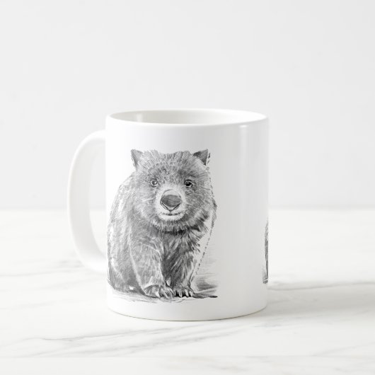 Amazing realistic wombat in pencil drawing style koffiemok (Voorkant links)