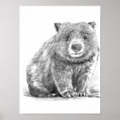 Amazing realistic wombat in pencil drawing style poster (Voorkant)