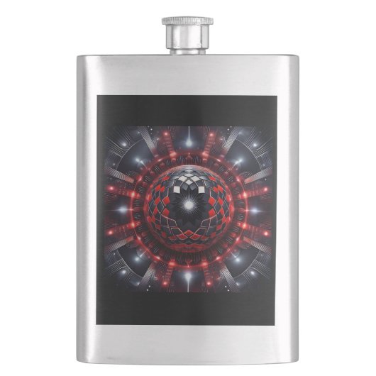 Amazing Red/Black Checkered Mandelbrot Starbursts Flacon (Voorkant)