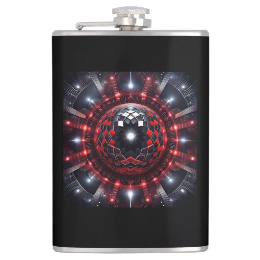 Amazing Red/Black Checkered Mandelbrot Starbursts Heupfles (Voorkant)