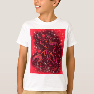 Amazing Red Neon Bull met Kinder T-Shirt