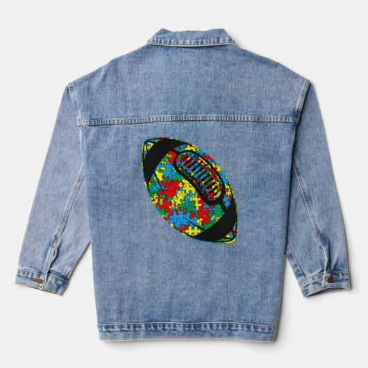 Amazing Rugby Autism Sport Autism Awareness Kinder Denim Jacket (Achterkant)