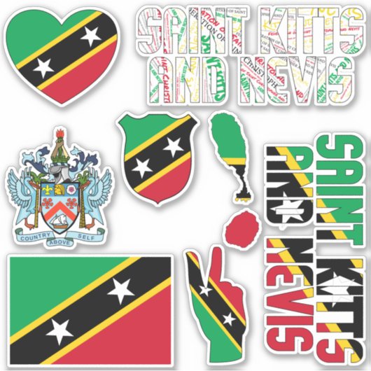 Amazing Saint Kitts en Nevis Shapes National Sticker (Voorkant)