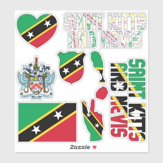 Amazing Saint Kitts en Nevis Shapes National Sticker (Vel)