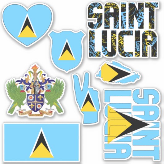Amazing Saint Lucia Shapes National Symbols Sticker (Voorkant)