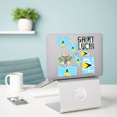 Amazing Saint Lucia Shapes National Symbols Sticker (Laptop op bureau)